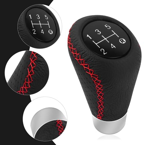 Car Gear Shift Knob with 4 Adaptive Parts,Leather 5 Speed Shift - Product Imagery