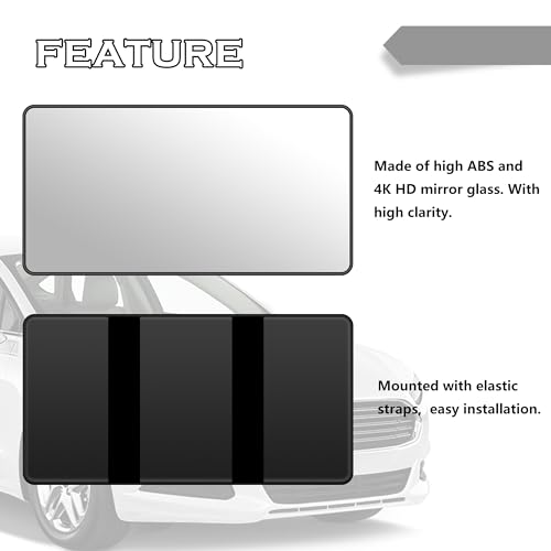 HD Large Car Mirror Vanity with Straps,Multifunctional CCar - Product Imagery