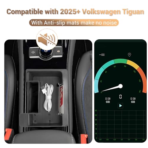 YEE PIN Console Organizer 2026 Tiguan Rline Black Center Console - Product Imagery