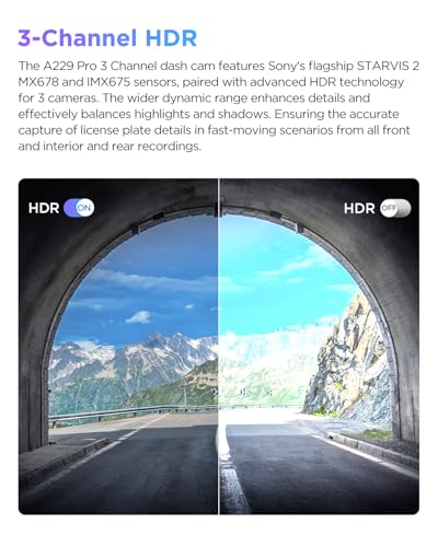 VIOFO A229 Pro 4K 3CH Dash Cam HDR for Front & Rear & Inside - Product Imagery