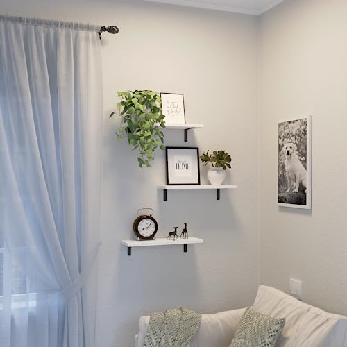 DOLLFIO Floating Wall Shelves, Decor & Storage, White, 16.5'', - Product Imagery