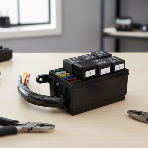 6-Way 12V Car & Relay Box with Pre-Wired 40A 4-Pin Relays - Product Imagery