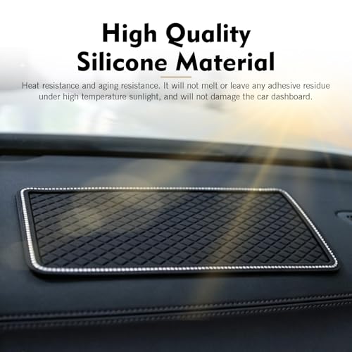 WZP Car Dashboard Anti-Slip Pad, 11.4 x 6 inch Bling Crystal - Product Imagery