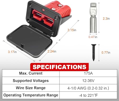 GZSH 2PCS 175A SB175 Anderson Plug 4-1/0 AWG 12V-36V for Car RV - Product Imagery