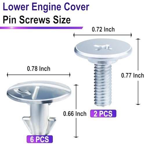 8 PCS Lower Engine Cover Pin Screws, 6 Radiator Engine Access - Product Imagery