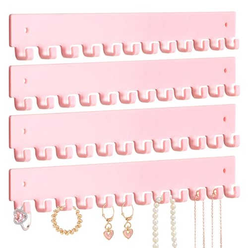 Acrylic Necklace Holder 4 Pack Wall Mounted Necklace Organizer - Product Imagery
