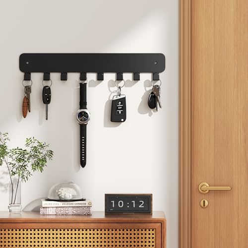 pickpiff Key Holder Wall Mount, Adhesive Key Rack with 8 Hooks - Product Imagery
