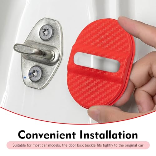 4PCS Car Door Lock Latches Cover, Carbon Fiber Car Door Lock - Product Imagery