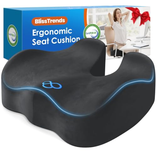 BlissTrends Memory Foam Seat Cushion for Office Chair & Car - Product Imagery
