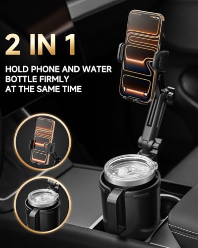 DYLEN Cup Holder Phone Holder for Car, 2 in 1 Cup Holder Phone - Product Imagery