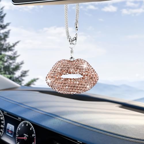 Bling Lip Car Hanging Accessories for Women, Diamond Lips Rear - Product Imagery