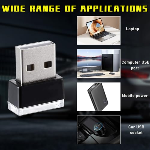 Augeny 4 PCS USB LED Car Interior Atmosphere Lamp, Plug-in USB - Product Imagery