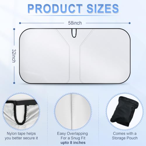 SINGARO 300T Universal Car Windshield Sun Shade, Foldable - Product Imagery