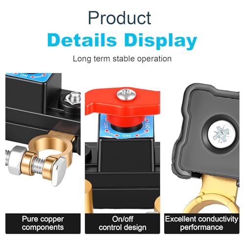 4 Pack Battery Disconnect Switch 12V 24V,Heavy - Product Imagery