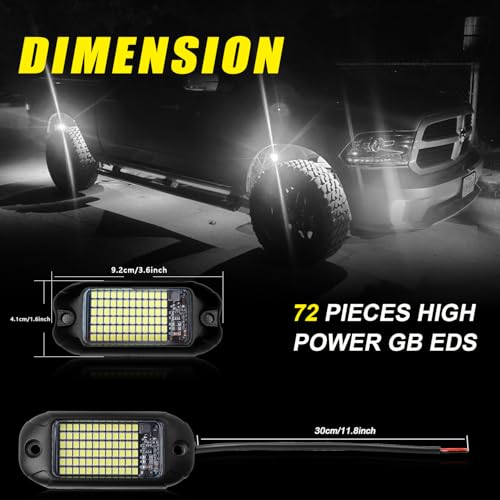 Nicoko 4Pods Pure White 72 LEDs SMD Chips 72w High Power Rock - Product Imagery