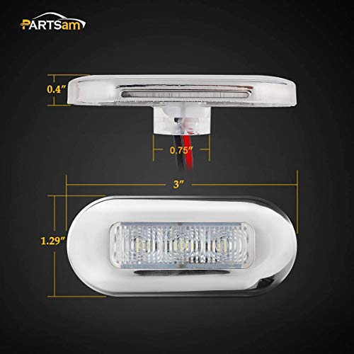 Partsam 4pcs 3" Blue LED Oblong Courtesy Light for Marine Deck - Product Imagery