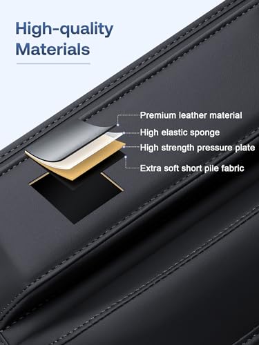 Premium Leather Car Seat Gap Filler Organizer (0.2”-1.2" Gaps), - Product Imagery