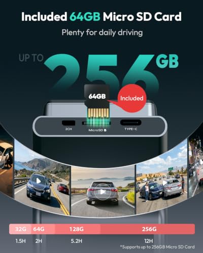 BOTSLAB G300H Plus 4K STARVIS 2 Dual Dash Cam Front and - Product Imagery