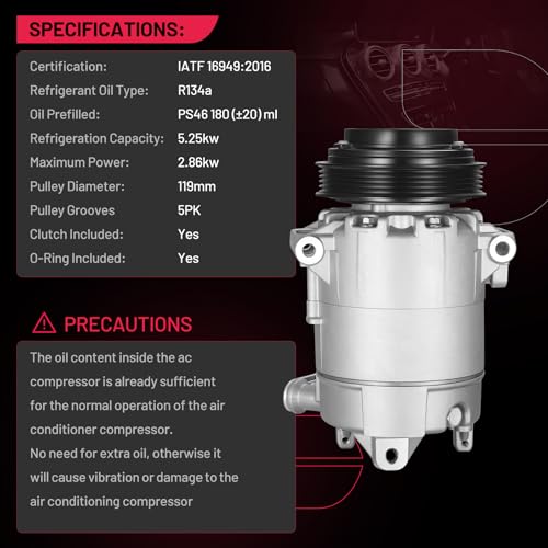 BDFHYK 67222 AC Compressor with Clutch Compatible with Buick - Product Imagery