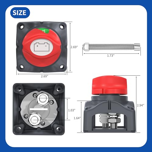 Joinfworld Battery Disconnect Switch 12V-48V Waterproof Marine - Product Imagery