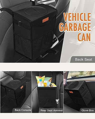 Pritent Car Trash Can with Lid Leakproof Car Garbage Bag Vehicle - Product Imagery
