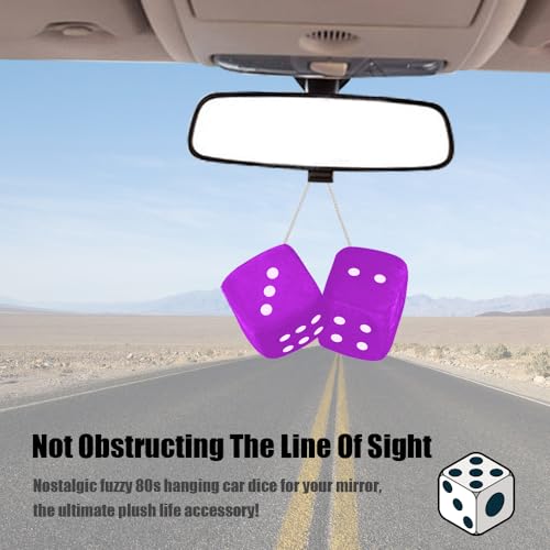Pair Fuzzy Dice for Rear View Mirror, Retro Hanging Dice for Car - Product Imagery