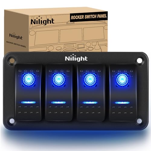 Nilight - 90109D 4 Gang Aluminum Rocker Switch Panel Toggle Dash - Product Imagery