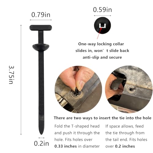 150Pack Nylon Universal Cable Tie Buckle, Zipper Clips for Cars, - Product Imagery