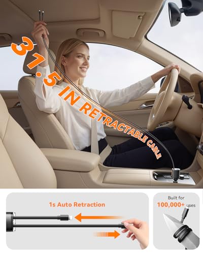 SUPERONE 90W Retractable Car Charger with Dual Cables Car Phone - Product Imagery