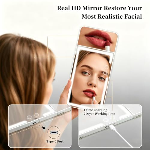 LED Car sun visor vanity mirror, equipped with 3x magnifying - Product Imagery