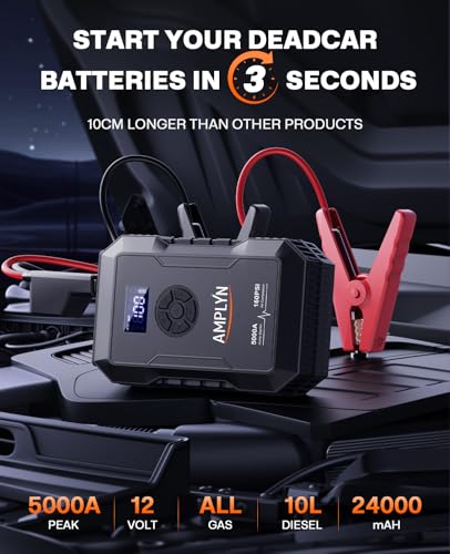 Car Jump Starter with Air Compressor,Jumper Box,12v Battery - Product Imagery