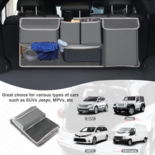 UYYE Trunk Hanging Organizer, Backseat Storage Bag, Collapsible - Product Imagery