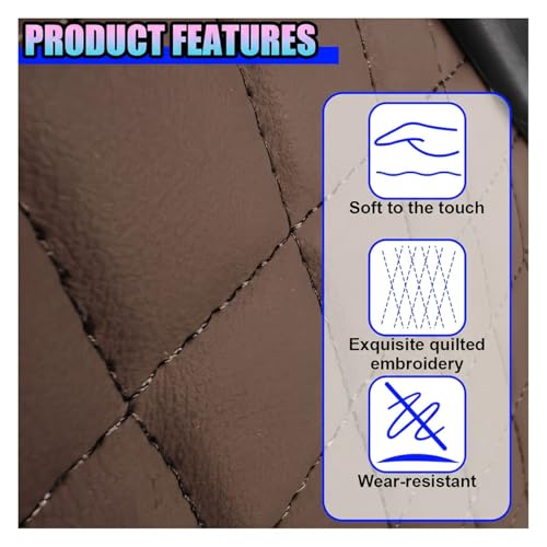 Leather Car Center Console Cover, Armrest Booster Cushion, Coffee - Product Imagery
