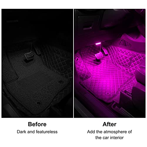 4Pcs Car LED Lights Interior Wireless, 7 Colors Interior Car - Product Imagery