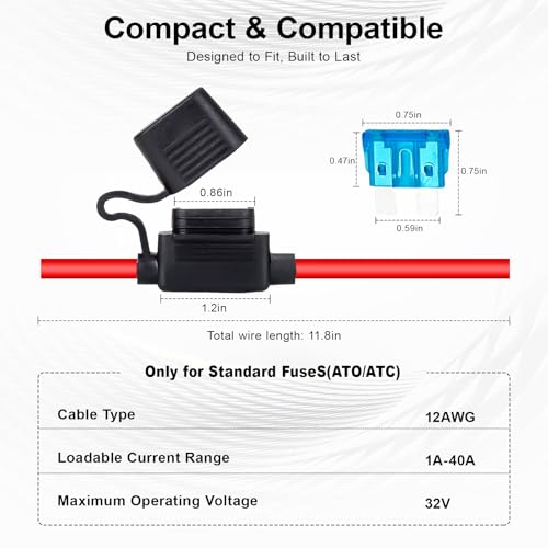 Anyongora 4 Pack 12AWG Waterproof Inline Fuse Holder with 40 - Product Imagery