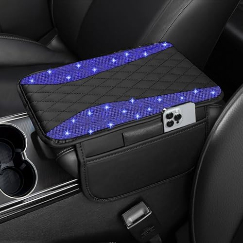 NBTEPEM Bling Car Center Console Cover, Leather Arm Rest Cover - Product Imagery