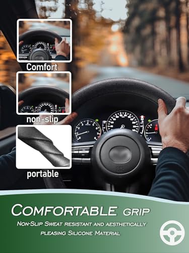 LRITER Car Steering Wheel Cover, Non-Slip Silicone Material, - Product Imagery