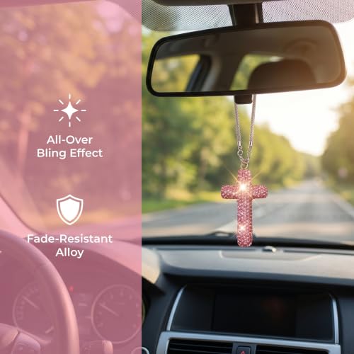 Bling Cross Car Hanging Accessories, Crystal Rhinestone Cross - Product Imagery