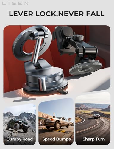 LISEN for MagSafe Car Mount [3800gf Strong Magnet & 90+LBS - Product Imagery