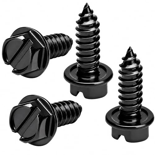 OttoSpeed Rustproof License Plate Screws (4-Pack, Black-Slotted) - Product Imagery
