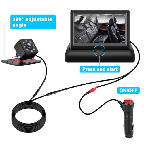 Baby Car Mirror with 4.3'' HD Night Vision Function Display, - Product Imagery