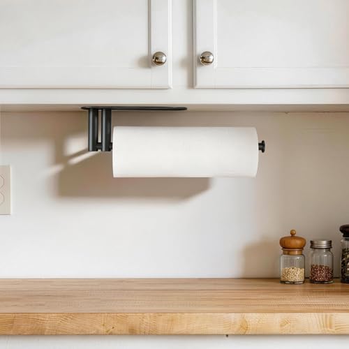 STWWO Paper Towel Holder Under Cabinet, Adhesive or Wall - Product Imagery