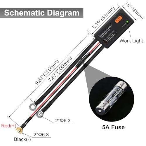 Battery Kill Switch for Car 12V 100A, Remote Battery Disconnect - Product Imagery