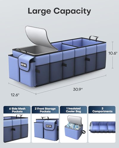 HOTOR Trunk Organizer, Sturdy Foldable with Cooler for Car, - Product Imagery