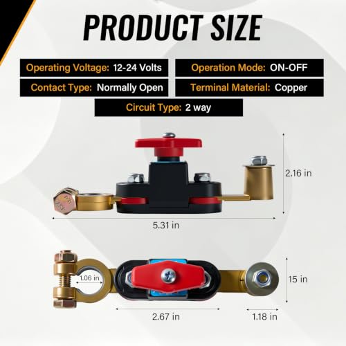 2 Pack Battery Disconnect Switch, 12V 24V 100A, Top Post Only - Product Imagery