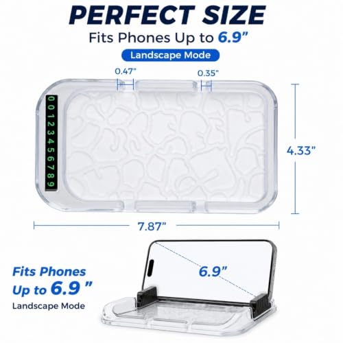 All-in-1 Dashboard Phone Holder, with Parking Number Plate, PVC - Product Imagery