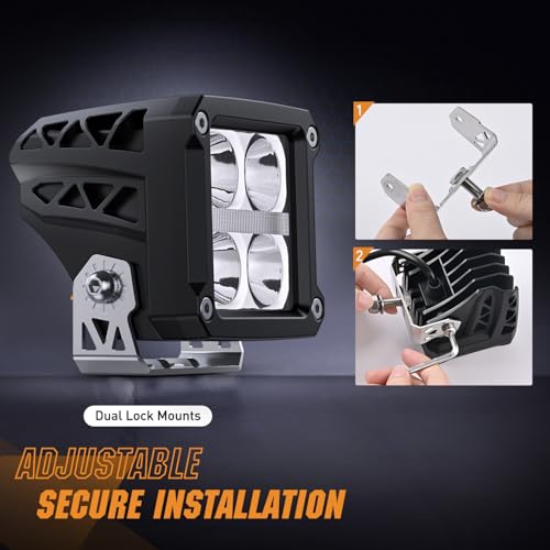 Nilight 3.2" Square LED Pod Light with Amber DRL 20W 2510LM - Product Imagery