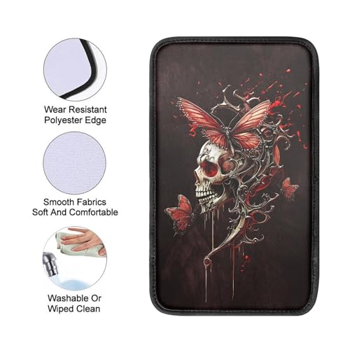Gothic Skull Center Console Cover Butterfly Armrest Cover for - Product Imagery