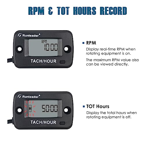 Runleader RL-HM019C Magnetic Pickup Tach/Hour Meter - Product Imagery