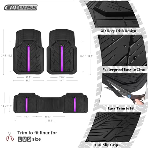 CAR PASS Rubber Floor Mats for Cars, Car Mats Full Sets - Product Imagery